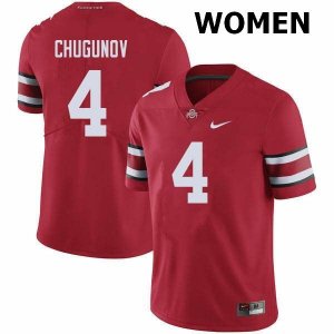 Women's Ohio State Buckeyes #4 Chris Chugunov Red Nike NCAA College Football Jersey Special ECB3244HH